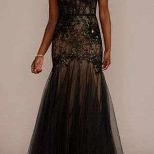 Strapless Illusion Corset Tulle-Trumpet Gown